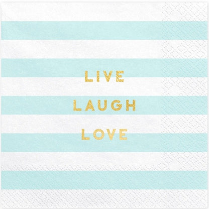 Χαρτοπετσέτες Γαλάζιες ριγέ - Live Laugh Love (20 τεμ)