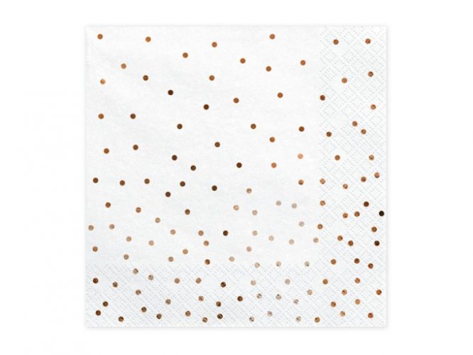 Χαρτοπετσέτες Λευκές με rosegold πουά (20 τεμ)