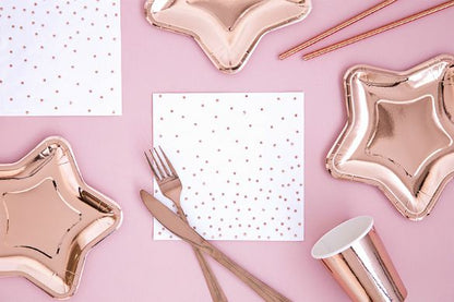 Χαρτοπετσέτες Λευκές με rosegold πουά (20 τεμ)