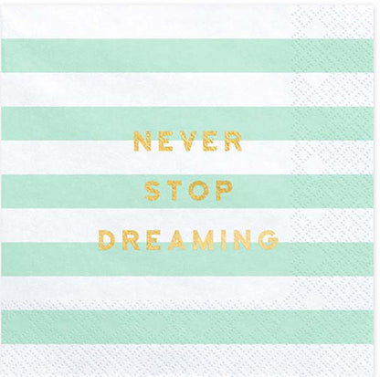 Χαρτοπετσέτες Μέντα ριγέ - Never Stop Dreaming (20 τεμ)