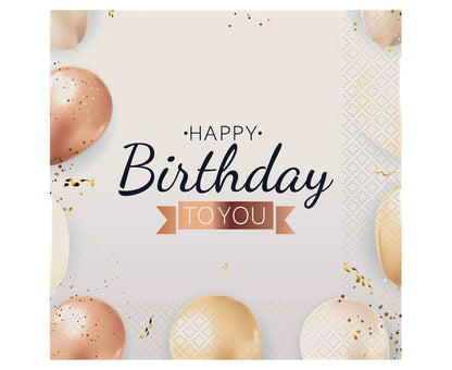 Χαρτοπετσέτες φαγητού Rosegold Birthday (20 τεμ)