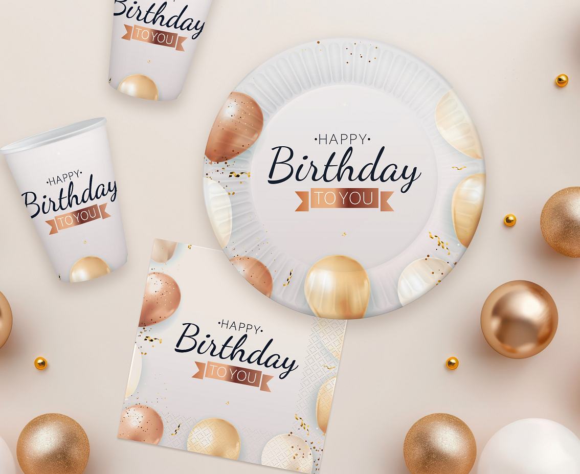 Χαρτοπετσέτες φαγητού Rosegold Birthday (20 τεμ)