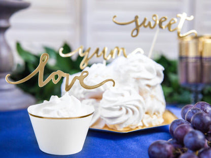 Χρυσά Cupcake toppers Love-Sweet-Yum (6 τεμ)