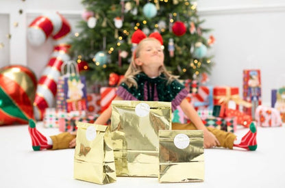 Χρυσές Σακούλες για δωράκια Merry Christmas (3 τεμ)
