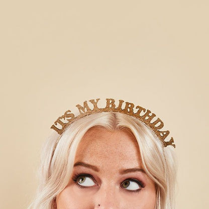 Χρυσή Στέκα με γκλίτερ "It's My Birthday"