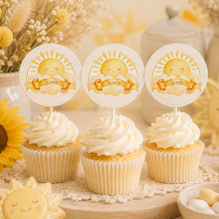 Topper Cupcake - Βάπτιση Ήλιος (6 τεμ)
