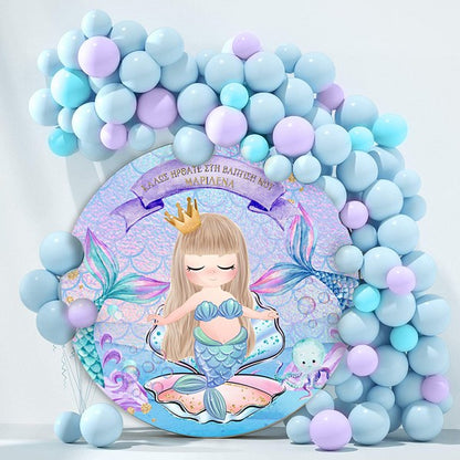 Στρογγυλή αφίσα βάπτισης θέμα Γοργόνα 1,30m