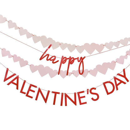 Διακοσμητική Γιρλάντα "Happy Valentine's Day" με καρδιές
