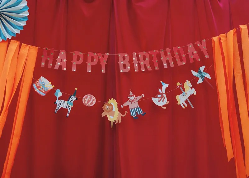 Διακοσμητικό Μπάνερ Τσίρκο "Happy Birthday" 275εκ.