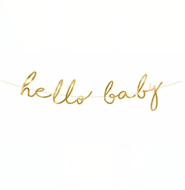 Διακοσμητικό μπάνερ χρυσό "Hello Baby" 70 εκ.