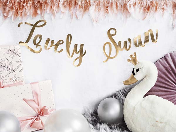 Διακοσμητικό μπάνερ χρυσό "Lovely Swan