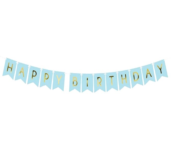 Διακοσμητικό μπάνερ γαλάζιο "Happy birthday