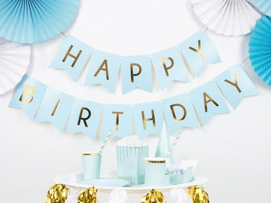 Διακοσμητικό μπάνερ γαλάζιο "Happy birthday