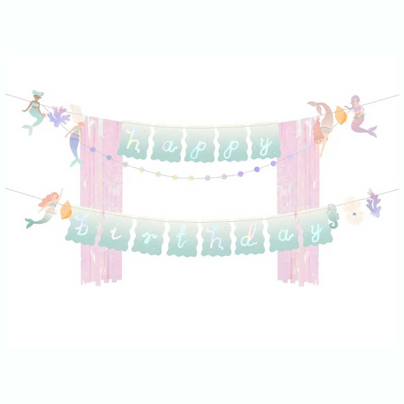 Γιρλάντα Happy Birthday - Γοργόνα Παστέλ 430cm