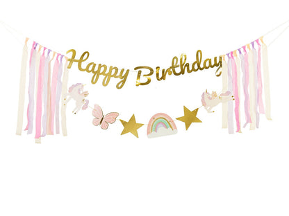 Διακοσμητικό μπάνερ Happy Birthday - Μονόκερος