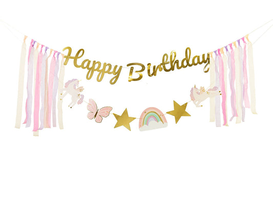 Διακοσμητικό μπάνερ Happy Birthday - Μονόκερος