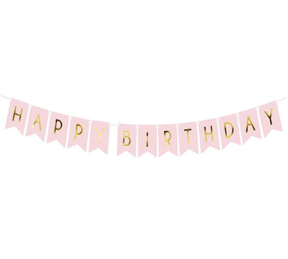 Διακοσμητικό μπάνερ ροζ "Happy birthday