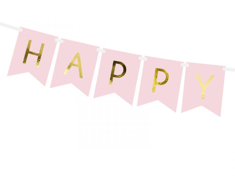 Διακοσμητικό μπάνερ ροζ "Happy birthday