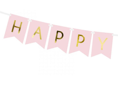 Διακοσμητικό μπάνερ ροζ "Happy birthday