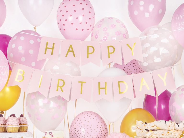 Διακοσμητικό μπάνερ ροζ "Happy birthday