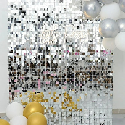 Διακοσμητικό πάνελ Backdrop με τετράγωνα – Ασημί Shimmer