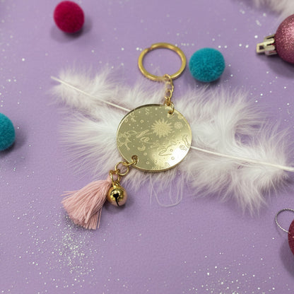 Χριστουγεννιάτικο Γούρι Mπρελόκ για Νονά – "Χρυσό Plexi Με Χάραξη"