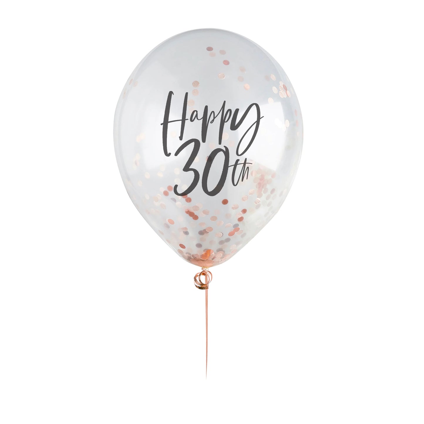 Διάφανα Μπαλόνια 'Happy 30th' με rosegold κομφετί (5 τεμ)