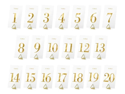 Διάφανη Αρίθμηση Τραπεζιών με χρυσή εκτύπωση (20 τεμ)