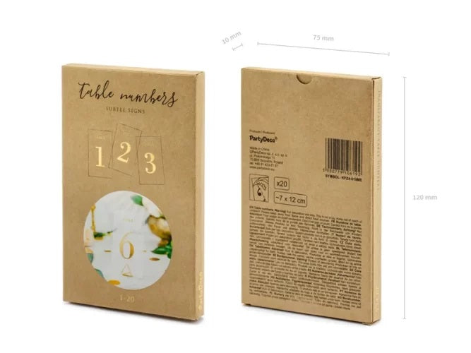 Διάφανη Αρίθμηση Τραπεζιών με χρυσή εκτύπωση (20 τεμ)
