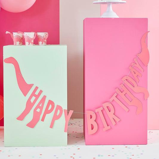 Γιρλάντα Γράμματα Pink Happy Birthday Dinosaur / 137 εκ