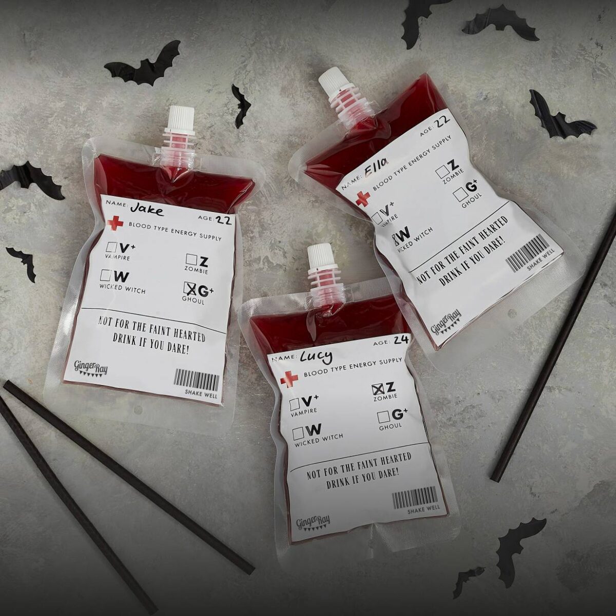 Drinking Pouch με καλαμάκι - Halloween Blood Bag (5 τεμ)