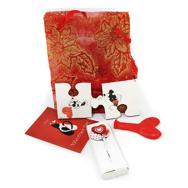 Δωράκια Βαλεντίνου σε πουγκί "Mickey & Minnie"