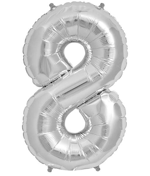Mini Shape Μπαλόνια Αριθμοί Ασημί 40 cm – 16″