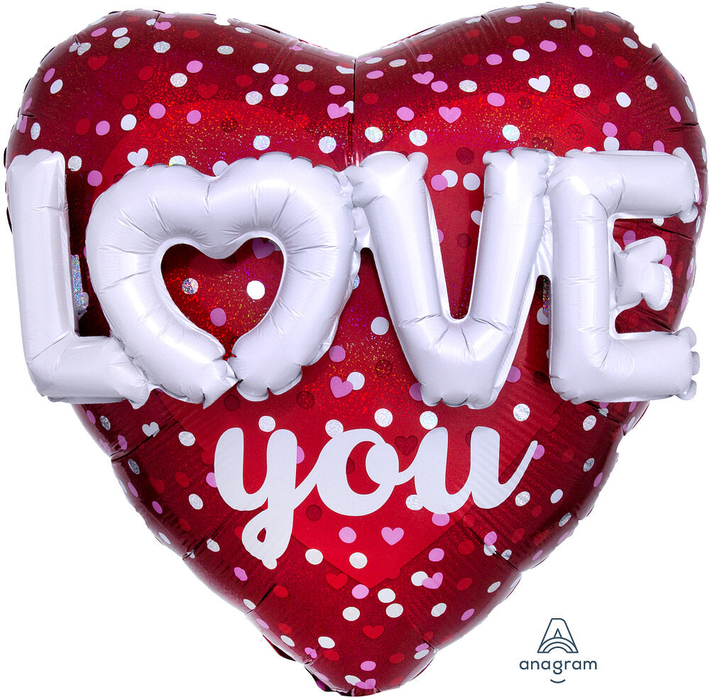 Μπαλόνι Φοιλ Σχήμα Καρδιάς Multi Love Hearts & Dots / 91 εκ x 91 εκ