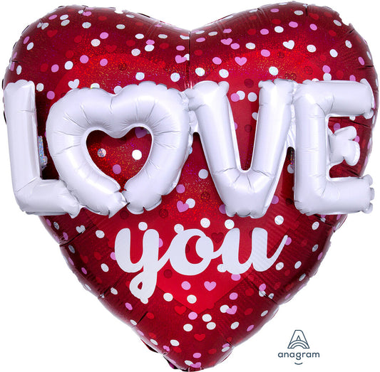 Μπαλόνι Φοιλ Σχήμα Καρδιάς Multi Love Hearts & Dots / 91 εκ x 91 εκ