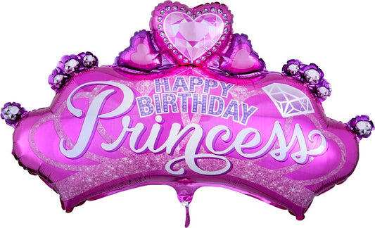 Μπαλόνι Φοιλ Happy Birthday Princess Crown & Gem - Κορώνα / 81 x 48 εκ