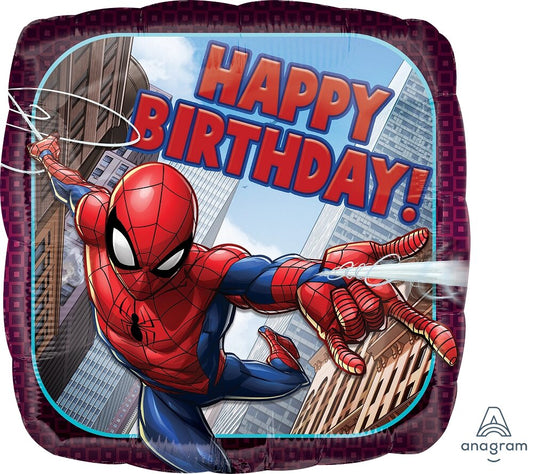 Μπαλόνι Φοιλ 17 Τετράγωνο Happy Birthday SpiderMan / 43εκ