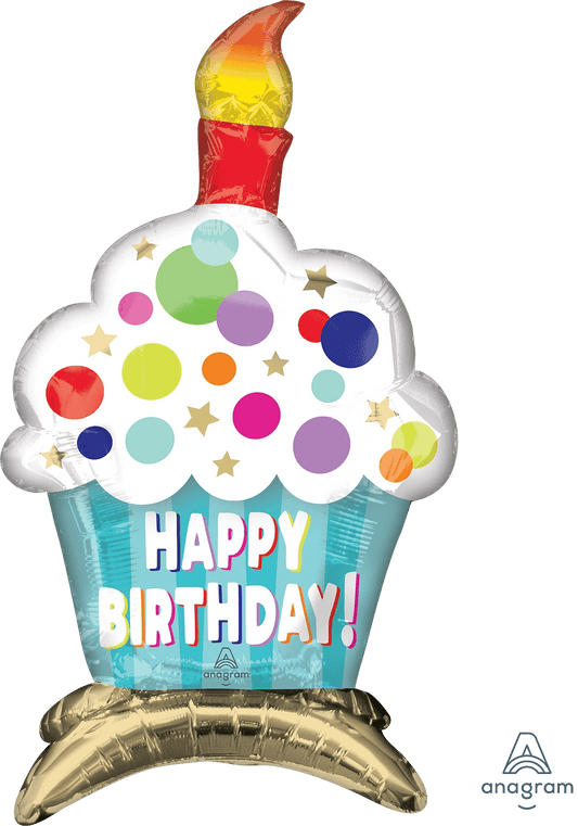 Μπαλόνι Φοιλ Ultrashape Cupcake με βάση / 38 x 60 εκ - Happy Birthday