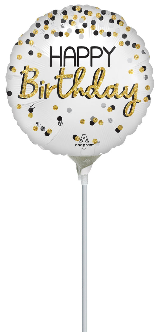 Μπαλόνι Φοιλ Μίνι 9 Black Silver Gold Birthday / 23 εκ