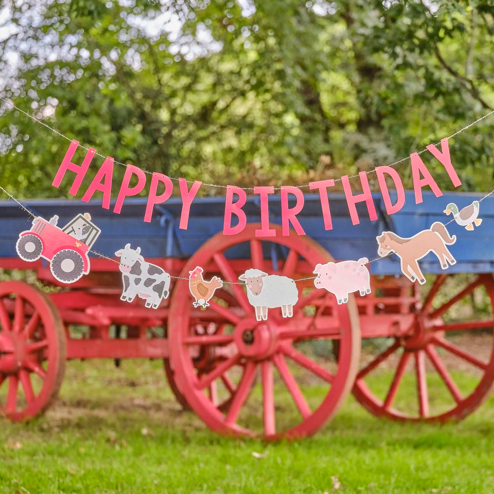 Γιρλάντα Γράμματα Happy Birthday Ζωάκια Φάρμας 2 μ.