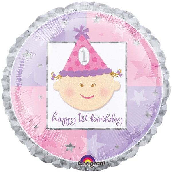 Μπαλόνι Φοιλ 18 Πρώτα Γενέθλια Ροζ  / 46 εκ