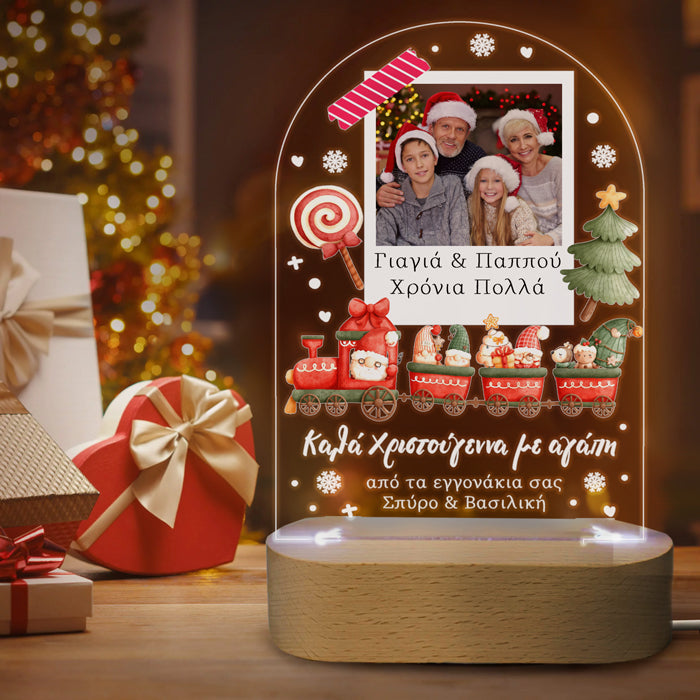 Φωτιστικό led με βάση Χριστουγεννιάτικο - Παππούς και Γιαγιά