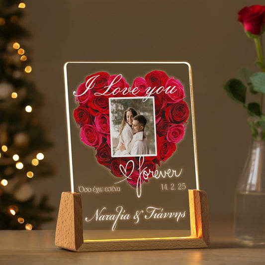 Φωτιστικό led με φωτογραφία - Red Roses Heart