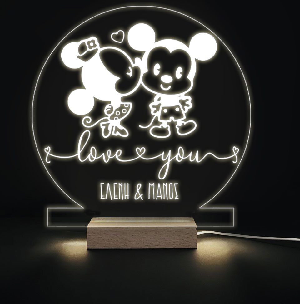 Φωτιστικό led plexiglass - Mickey & Minnie