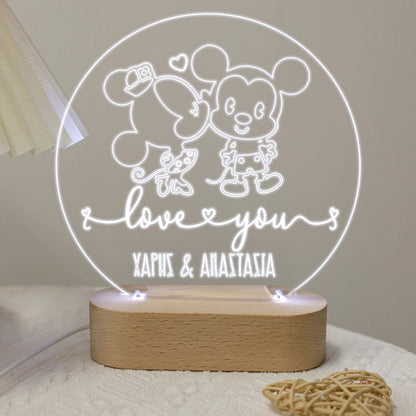 Φωτιστικό led plexiglass - Mickey & Minnie