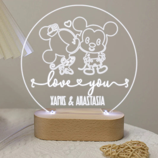 Φωτιστικό led plexiglass - Mickey & Minnie