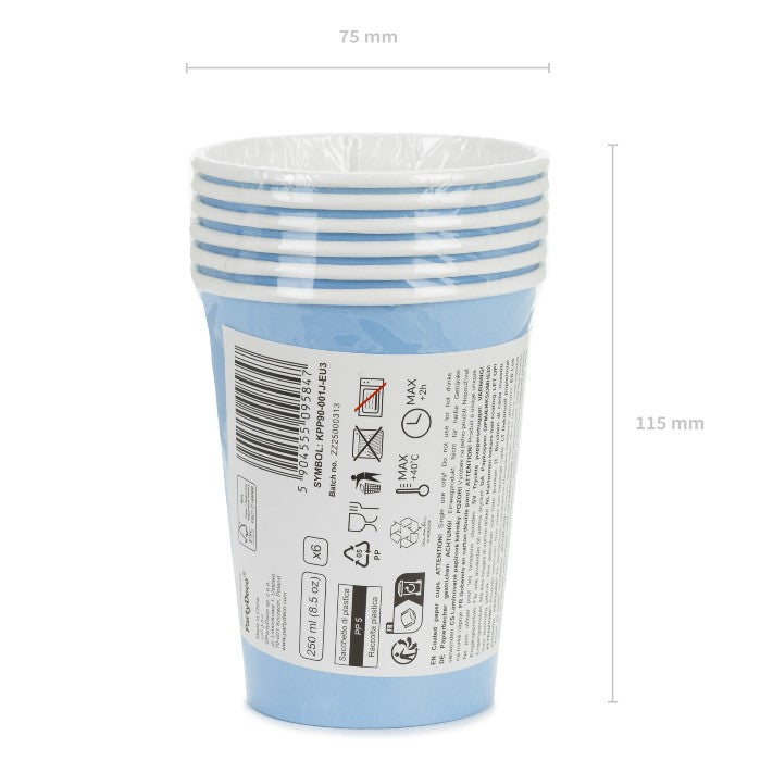 Γαλάζια Χάρτινα Ποτήρια (6 τεμ)