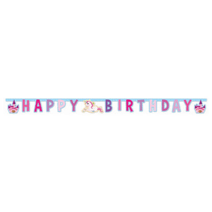 Γιρλάντα "Happy Birthday" Μονόκερος και Κάστρο 1,85m