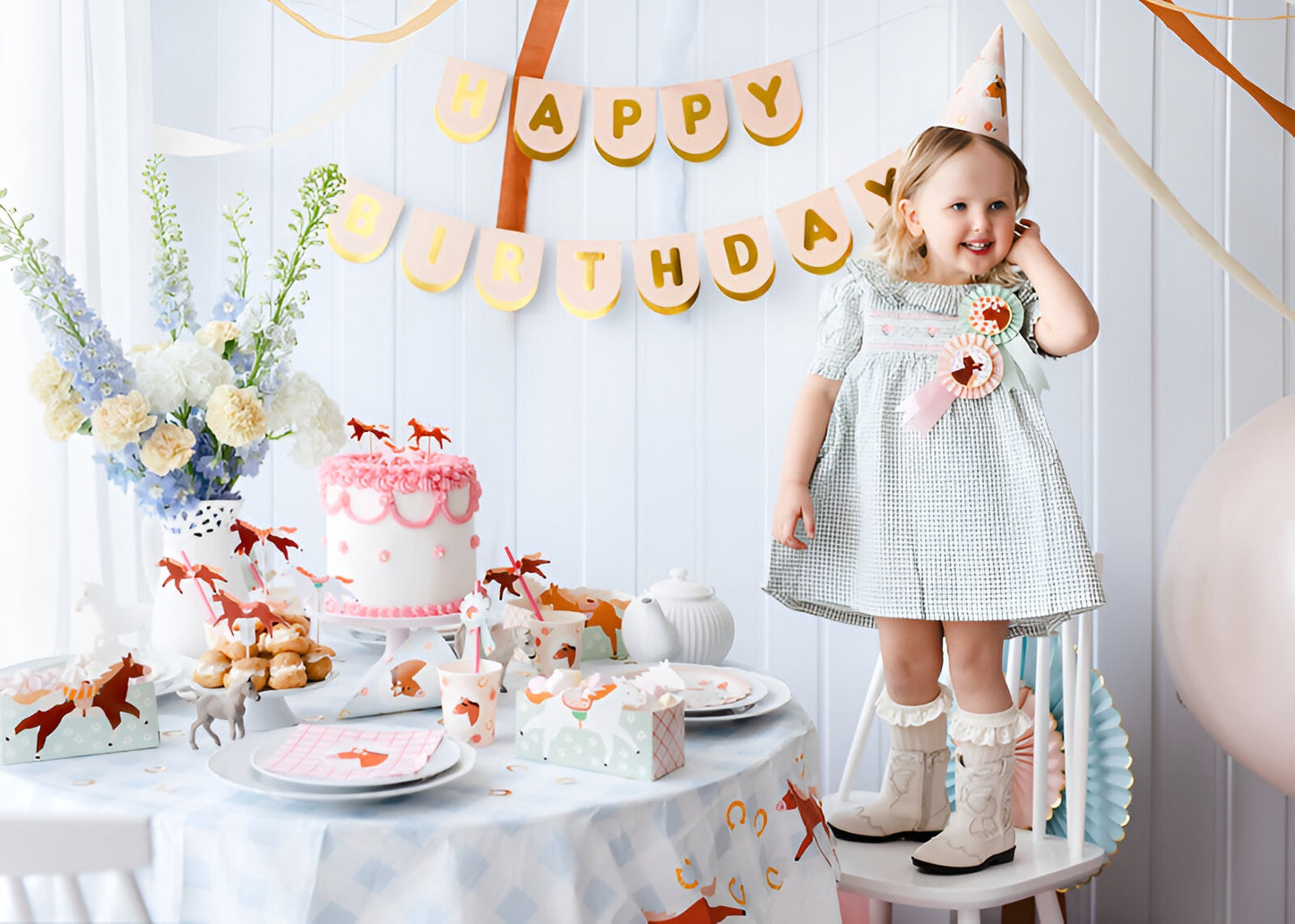 Γιρλάντα Happy Birthday Άλογο Vintage 150cm