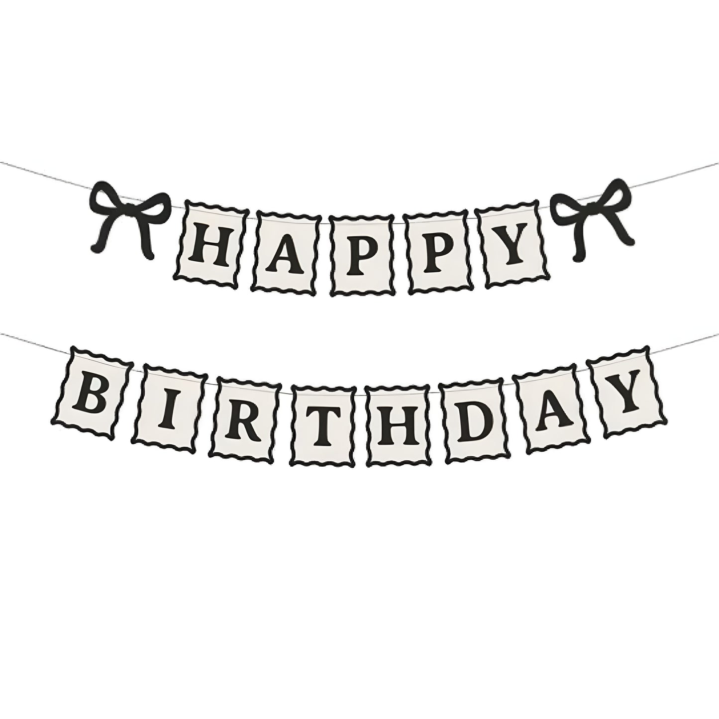 Γιρλάντα Happy Birthday - Μαύροι Φιόγκοι (1m)